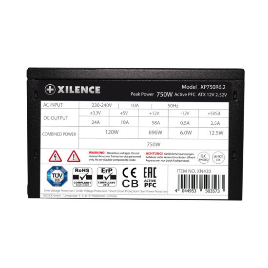 Xilence XP750R6.2 unité d'alimentation d'énergie 750 W 20+4 pin ATX ATX Noir