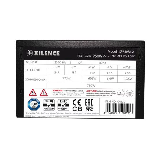Xilence XP750R6.2 unité d'alimentation d'énergie 750 W 20+4 pin ATX ATX Noir Xilence XP750R6.2 unité d'alimentation d'énergie 750 W 20+4 pin ATX ATX Noir