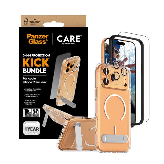 PanzerGlass ® | CARE by ® 3-in-1 Feature Kick Bundle iPhone 17 Pro Max Protection d'écran transparent Apple 1 pièce(s)