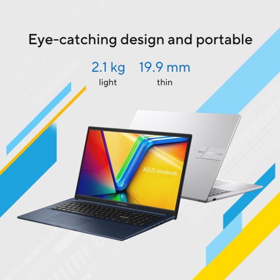 ASUS Vivobook 17 X1704VA-AU586W Intel® Core™ i5 i5-1334U Ordinateur portable 43,9 cm (17.3") Full HD 8 Go DDR4-SDRAM 512 Go SSD Wi-Fi 5 (802.11ac) Windows 11 Home Belge Bleu