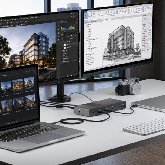 StarTech.com 206UE-TB5USB4DOCK station d'accueil Avec fil Thunderbolt 5 Noir, Gris