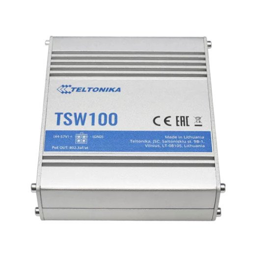 Teltonika TSW100 commutateur réseau Gigabit Ethernet (10/100/1000) Connexion EthernetPOE Bleu, Métallique