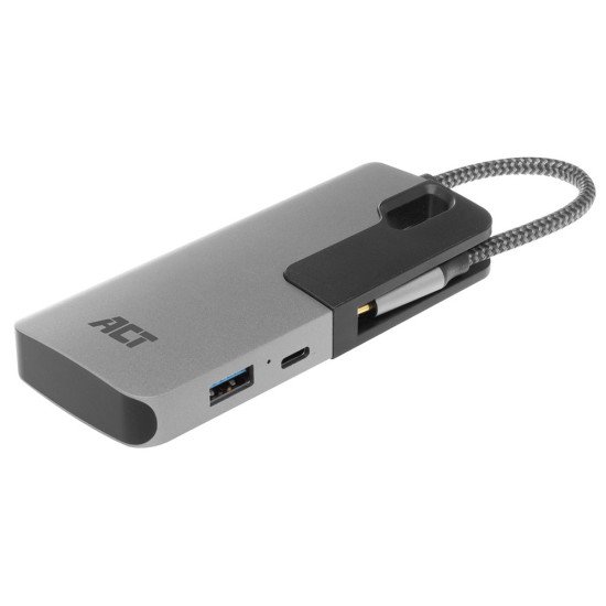 ACT AC7052 hub & concentrateur USB 3.2 Gen 1 (3.1 Gen 1) Type-C 5000 Mbit/s Noir, Gris