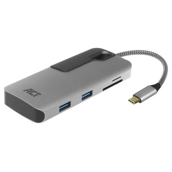 ACT AC7052 hub & concentrateur USB 3.2 Gen 1 (3.1 Gen 1) Type-C 5000 Mbit/s Noir, Gris