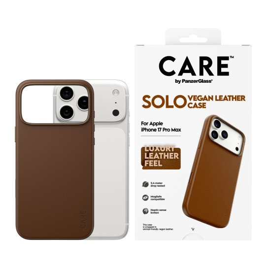 PanzerGlass CARE™ by ® Solo Case Brown iPhone 17 Pro Max coque de protection pour téléphones portables Housse Marron