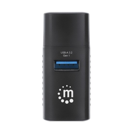 Manhattan Hub USB-C 3 ports ultra compact, 3x USB-A (1x 5 Gbit/s USB 3.0 + 2x 480 Mbit/s USB 2.0), Alimenté par USB (aucune alimentation externe requise)