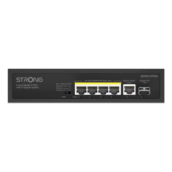 Strong SW5011POE+ commutateur réseau Gigabit Ethernet (10/100/1000) Connexion Ethernet POE Montage sur le bureau ou sur le mur Noir