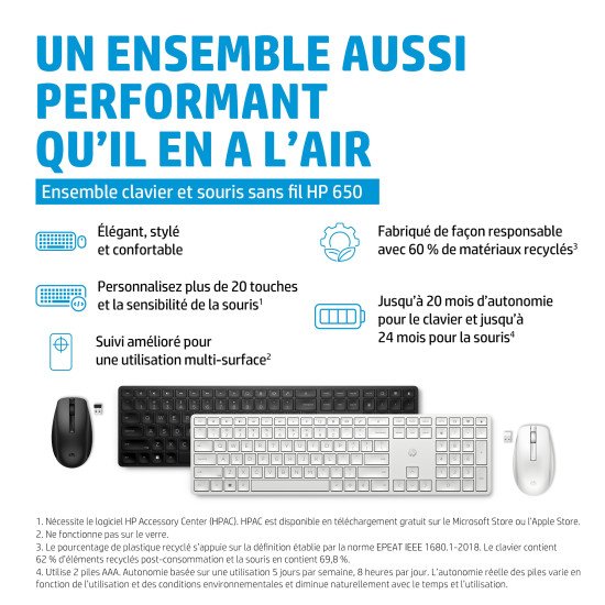 HP Ensemble clavier et souris sans fil 650