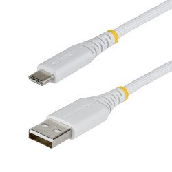 StarTech.com Câble de Charge Rapide USB-A vers USB-C de 15cm, 15W 3A, Gaine Tressée Double Couche Nylon/TPE, Câble de Charge USB-A vers Type C Durable, Blanc, Câble USB A vers USB C