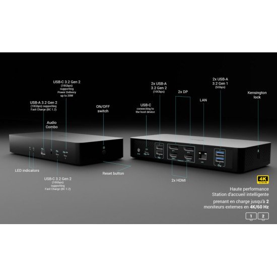 i-tec Universal Intelligent Dual Display Docking Station + Power Delivery 100W i-tec Universal Intelligent Dual Display Docking Station + Power Delivery 100W