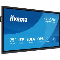 iiyama TE7515A-B2AG Écran d'affichage dynamique Écran plat interactif 190,5 cm (75") Wifi 550 cd/m² 4K Ultra HD Noir Écran tactile Intégré dans le processeur Android 24/7