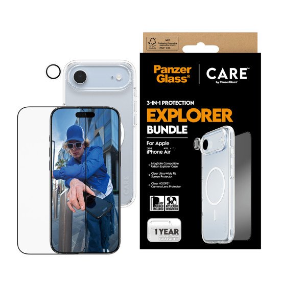 PanzerGlass ® | CARE by ® 3-in-1 Flagship Explorer Bundle iPhone Air Protection d'écran transparent Apple 1 pièce(s)