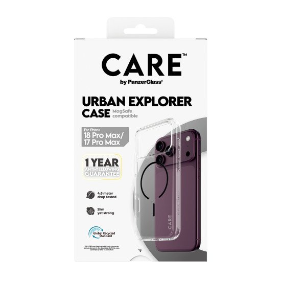 PanzerGlass CARE™ by ® Urban Explorer Case Transparent w. Black MagSafe iPhone 2026 Pro Max | 17 Pro Max coque de protection pour téléphones portables Housse