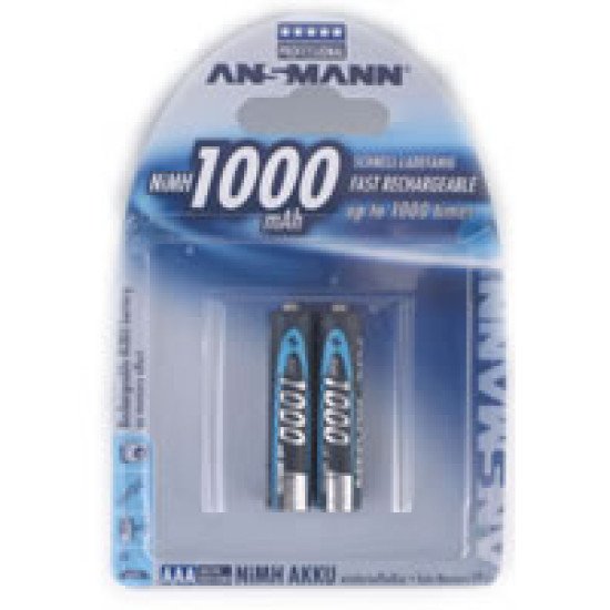 Ansmann Blister 2 X Accu, AAA, 1000mAh AAA / HR03 Hybrides nickel-métal (NiMH)