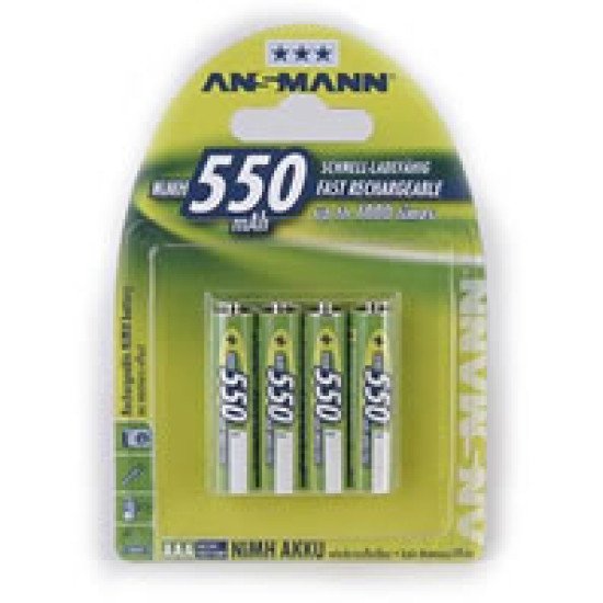 Ansmann Blister 4 X Accu, AAA, 550 mAh AAA / HR03 Hybrides nickel-métal (NiMH)