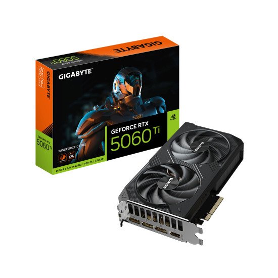 GIGABYTE GeForce RTX 5060 Ti WINDFORCE OC 16G Carte Graphique – 16 Go GDDR7, 128 bits, PCI-E 5.0, 2587 MHz Fréquence du processeur, 3 x DisplayPort, 1 x HDMI, GV-N506TWF2OC-16GD GIGABYTE GeForce RTX 5060 Ti WINDFORCE OC 16G Carte Graphique – 16 Go GDDR7, 128 bits, PCI-E 5.0, 2587 MHz Fréquence du processeur, 3 x DisplayPort, 1 x HDMI, GV-N506TWF2OC-16GD