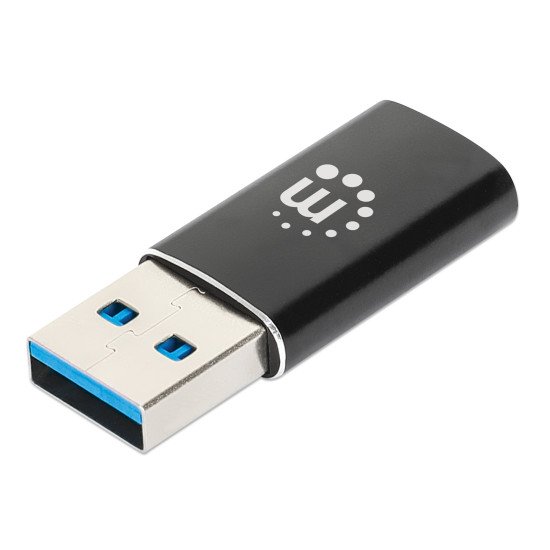 Manhattan Adaptateur USB-C vers USB-A, femelle vers mâle, 10 Gbit/s (USB 3.2 Gen 2 / USB 3.1), noir, garantie à vie