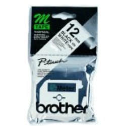 Brother Labelling Tape - 12mm, Black/White, Blister ruban d'étiquette M