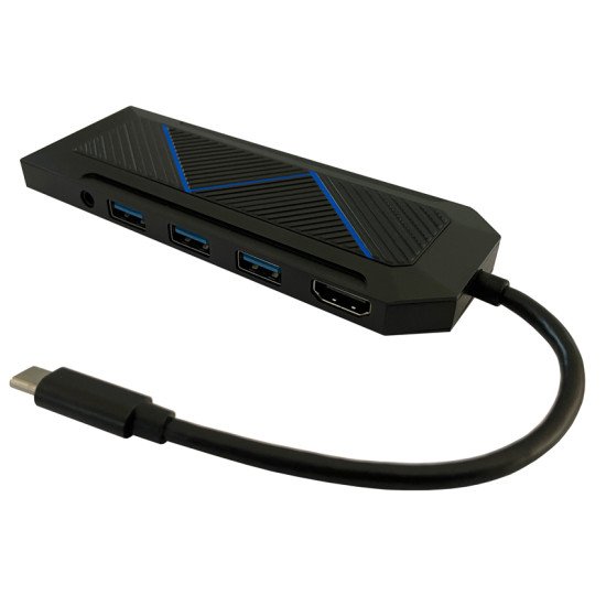 LC-Power LC-HUB-C-MULTI-6-RGB hub & concentrateur USB 3.2 Gen 2 (3.1 Gen 2) Type-C 5000 Mbit/s Noir