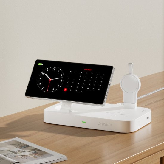 4smarts 541368 chargeur d'appareils mobiles Casques, Smartphone, Smartwatch Blanc Secteur Recharge sans fil Charge rapide Intérieure
