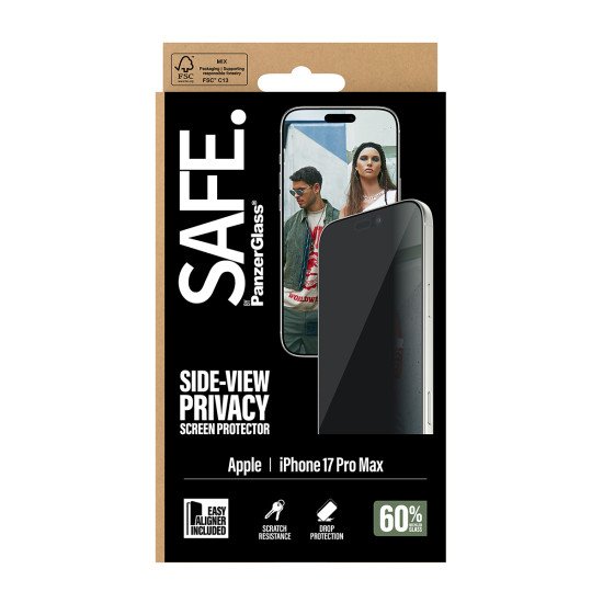 PanzerGlass SAFE. by ® 2-Way Privacy Screen Protector iPhone 17 Pro Max | Ultra-Wide Fit w. EasyAligner Protection d'écran transparent Apple 1 pièce(s)