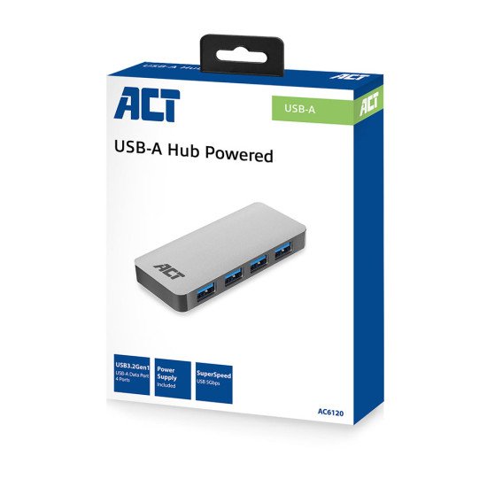 ACT AC6120 hub & concentrateur USB 3.2 Gen 1 (3.1 Gen 1) Micro-B 5000 Mbit/s Gris