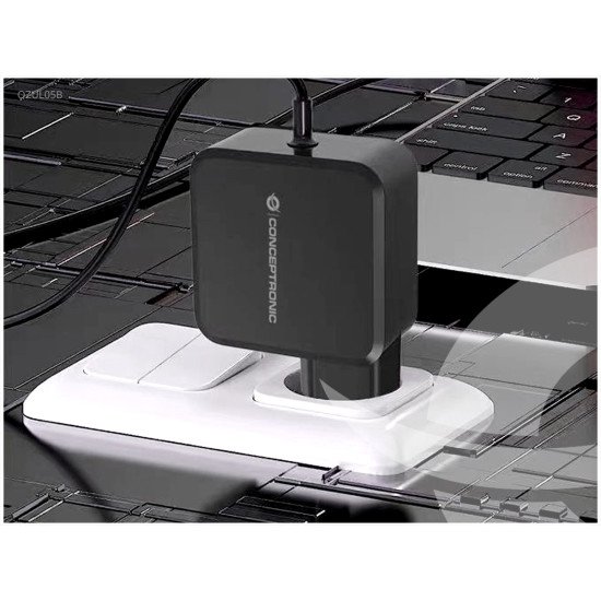 Conceptronic OZUL05BE chargeur d'appareils mobiles Universel Noir Secteur Intérieure