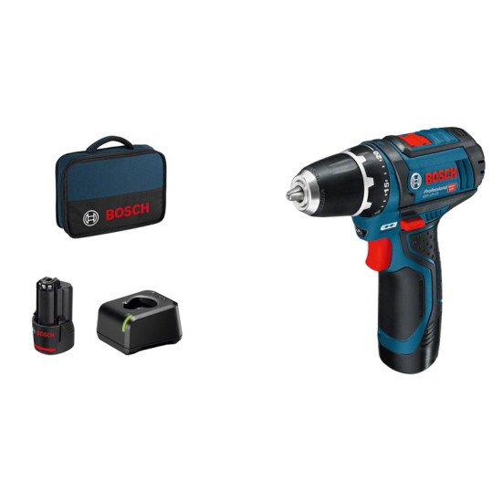 Bosch Akku-Bohrschrauber 12 V Li-Ion 1300 tr/min Noir, Bleu, Rouge