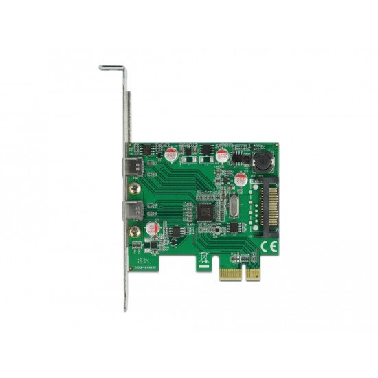 DeLOCK PCI Express x1 Card to 2 x external SuperSpeed USB (USB 3.2 Gen 1) USB Type-C™ female carte et adaptateur d'interfaces Interne USB 3.2 Gen 1 (3.1 Gen 1)