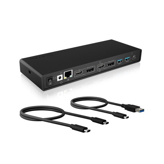 ICY BOX IB-DK2245AC Avec fil USB 3.2 Gen 1 (3.1 Gen 1) Type-C Noir