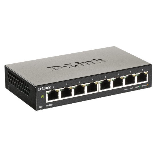 D-Link DGS-1100-08V2 commutateur réseau Géré Gigabit Ethernet (10/100/1000) Noir