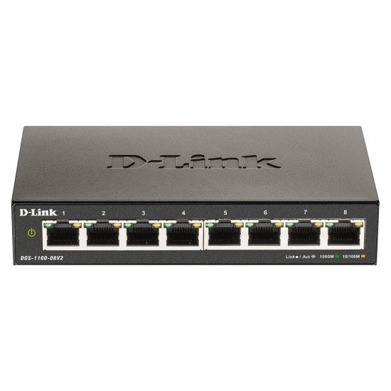 D-Link DGS-1100-08V2 commutateur réseau Géré Gigabit Ethernet (10/100/1000) Noir