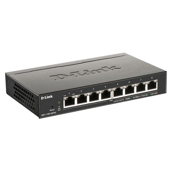 D-Link DGS-1100-08PV2 Géré L2/L3 Gigabit Ethernet (10/100/1000) Connexion Ethernet POE Noir