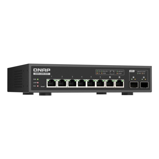 QNAP QSW-L3208-2C6T commutateur réseau Géré L2 10G Ethernet (100/1000/10000) Bureau Noir