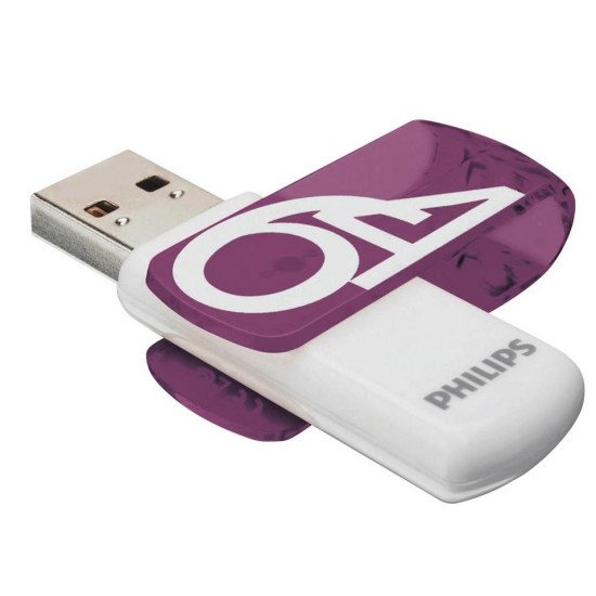 Philips FM64FD05D lecteur USB flash 64 Go USB Type-A 2.0 Violet, Blanc