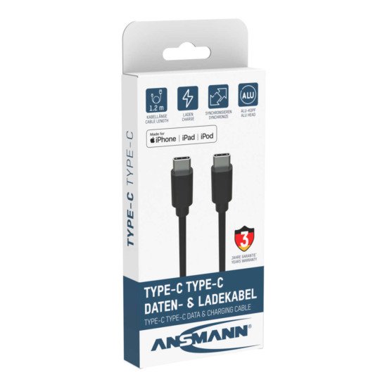 Ansmann 1700-0121 câble USB 0,12 m USB C Noir