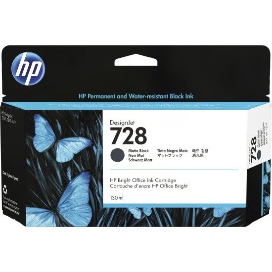 HP 728 130-ml Matte Black DesignJet Ink Cartridge cartouche d'encre 1 pièce(s) Original Rendement standard Noir mat