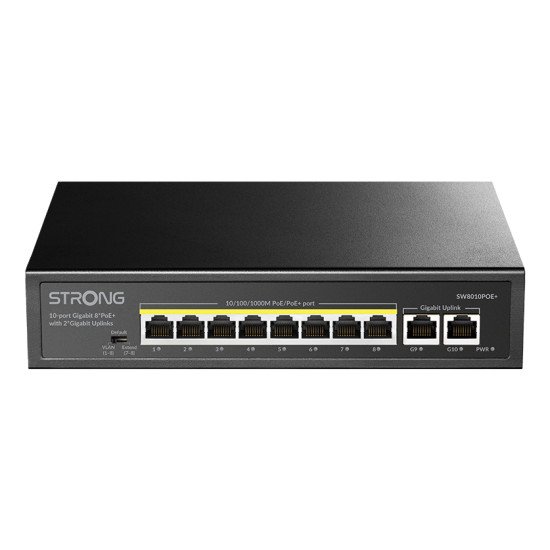 Strong SW8010POE+ commutateur réseau Gigabit Ethernet (10/100/1000) Connexion Ethernet POE Bureau Noir