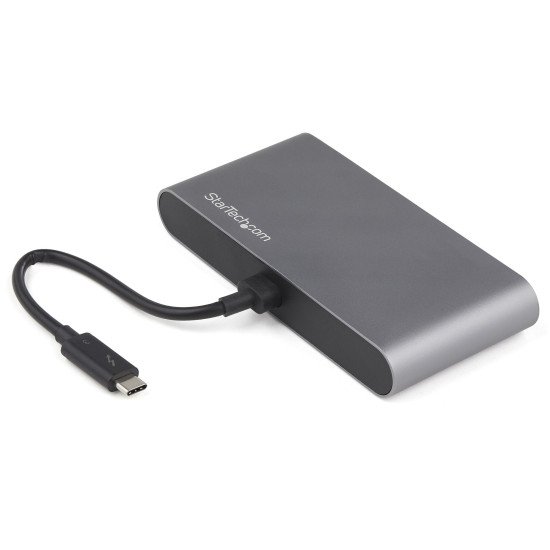 StarTech.com Mini Dock Thunderbolt 3 - Station d'Accueil TB3 à Double Écran avec DisplayPort 4K 60Hz - 1x USB-A (3.2) & GbE - Câble 28cm - Adaptateur Multiport pour PC Portable - Mac/Windows