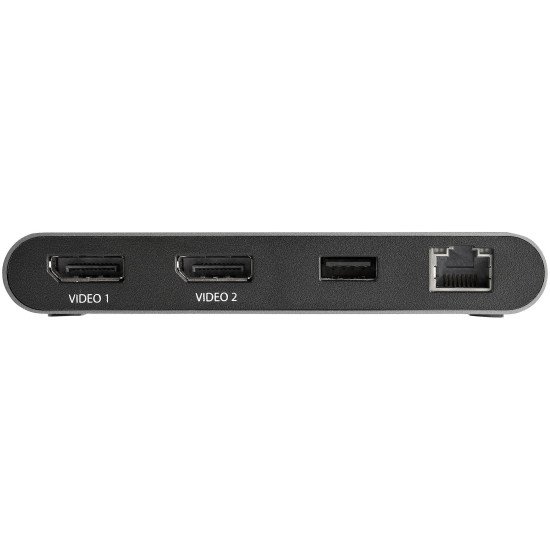 StarTech.com Mini Dock Thunderbolt 3 - Station d'Accueil TB3 à Double Écran avec DisplayPort 4K 60Hz - 1x USB-A (3.2) & GbE - Câble 28cm - Adaptateur Multiport pour PC Portable - Mac/Windows