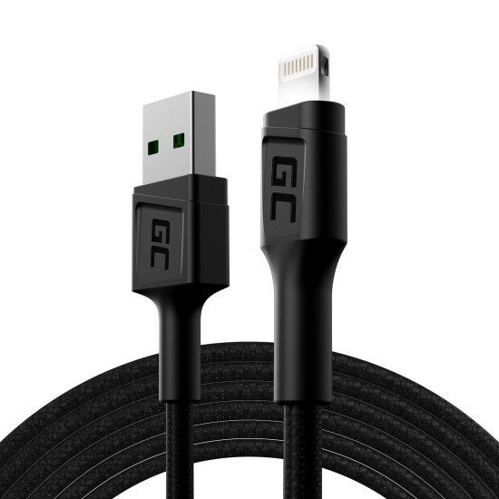 Green Cell KABGC12 câble Lightning 2 m Noir