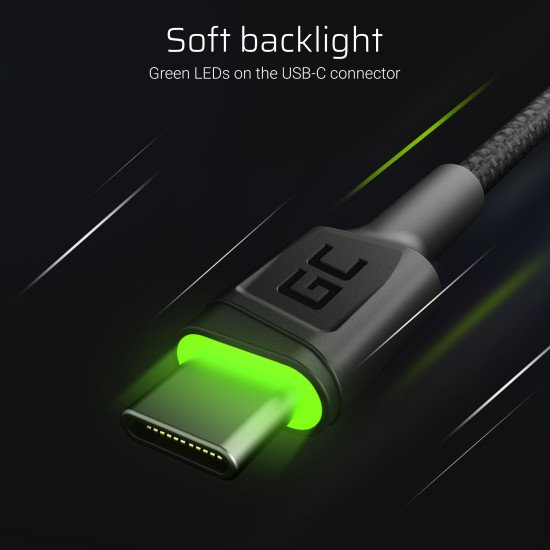 Green Cell KABGC13 câble USB 2 m USB 2.0 USB A USB C Noir