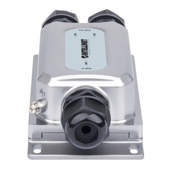 Intellinet Prolongateur PoE++ Gigabit extérieur 2 ports antichoc et antivandale, extension PoE jusqu'à 100 m, budget 60 W, IEEE 802.3bt (4PPoE), IP67, IK10, boîtier métal, Alimentation par Ethernet, Power Over Ethernet, garantie de 3 ans