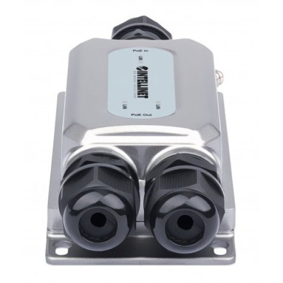Intellinet Prolongateur PoE++ Gigabit extérieur 2 ports antichoc et antivandale, extension PoE jusqu'à 100 m, budget 60 W, IEEE 802.3bt (4PPoE), IP67, IK10, boîtier métal, Alimentation par Ethernet, Power Over Ethernet, garantie de 3 ans