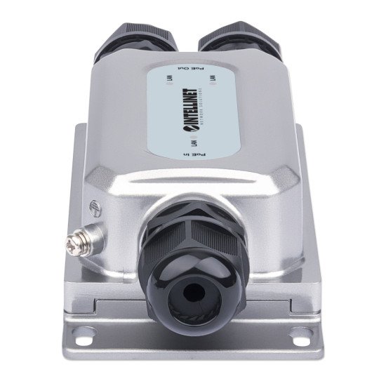 Intellinet Prolongateur PoE++ Gigabit extérieur 2 ports antichoc et antivandale, extension PoE jusqu'à 100 m, budget 60 W, IEEE 802.3bt (4PPoE), IP67, IK10, boîtier métal, Alimentation par Ethernet, Power Over Ethernet, garantie de 3 ans