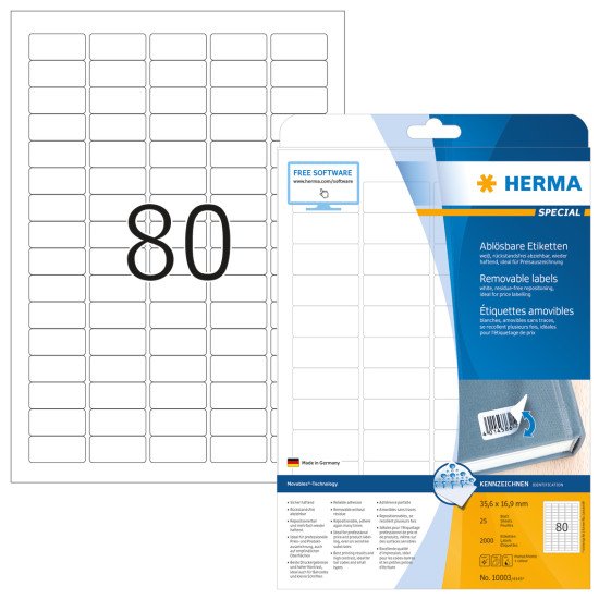 HERMA 10003 étiquette à imprimer Blanc Imprimante d'étiquette adhésive