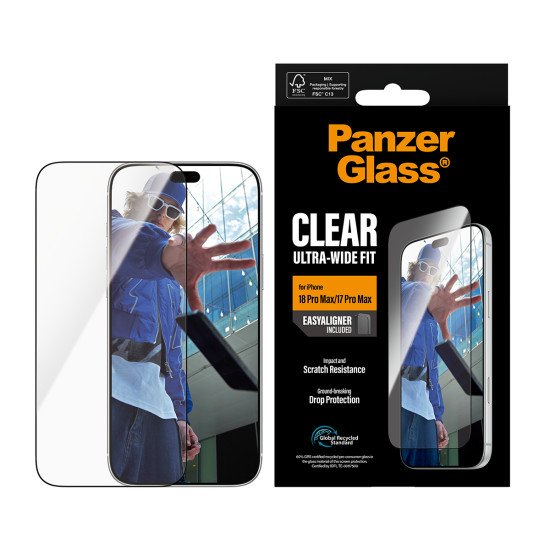 PanzerGlass ® Screen Protector iPhone 2026 Pro Max | 17 Pro Max | Ultra-Wide Fit w. EasyAligner Protection d'écran transparent 1 pièce(s)