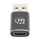 Manhattan Adaptateur USB-C vers USB-A, femelle vers mâle, 10 Gbit/s (USB 3.2 Gen 2 / USB 3.1), noir, garantie à vie
