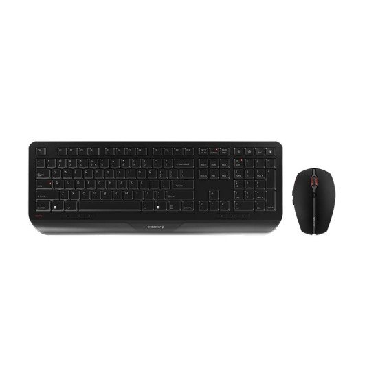 CHERRY Desktop GENTIX [EU/US] WL black US-Englisch mit EURO Symbol clavier Souris incluse RF sans fil Noir