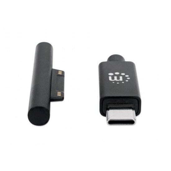Manhattan Câble de charge USB-C vers Microsoft Surface, 1,8 m, mâle à mâle, 15 V/3 A, charge uniquement (pas de données), noir, garantie à vie